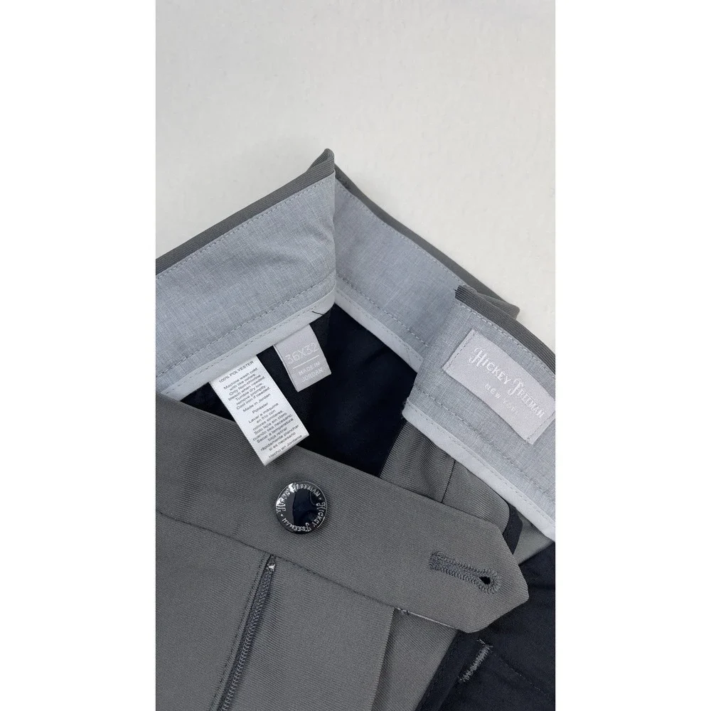 Hickey Freeman Chino Pants Mens 36x31 Gray Straight Stretch Golf Performance